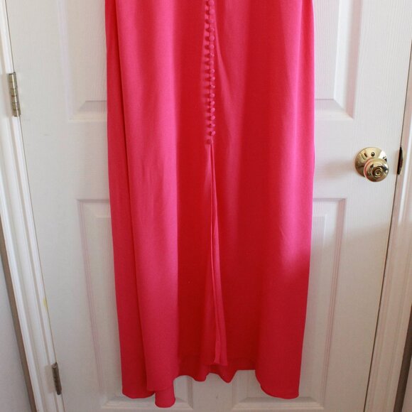 SALONI Lea Color-block Ruffled Smocked Crepe Maxi Dress Pink Green - Picture 5 of 12